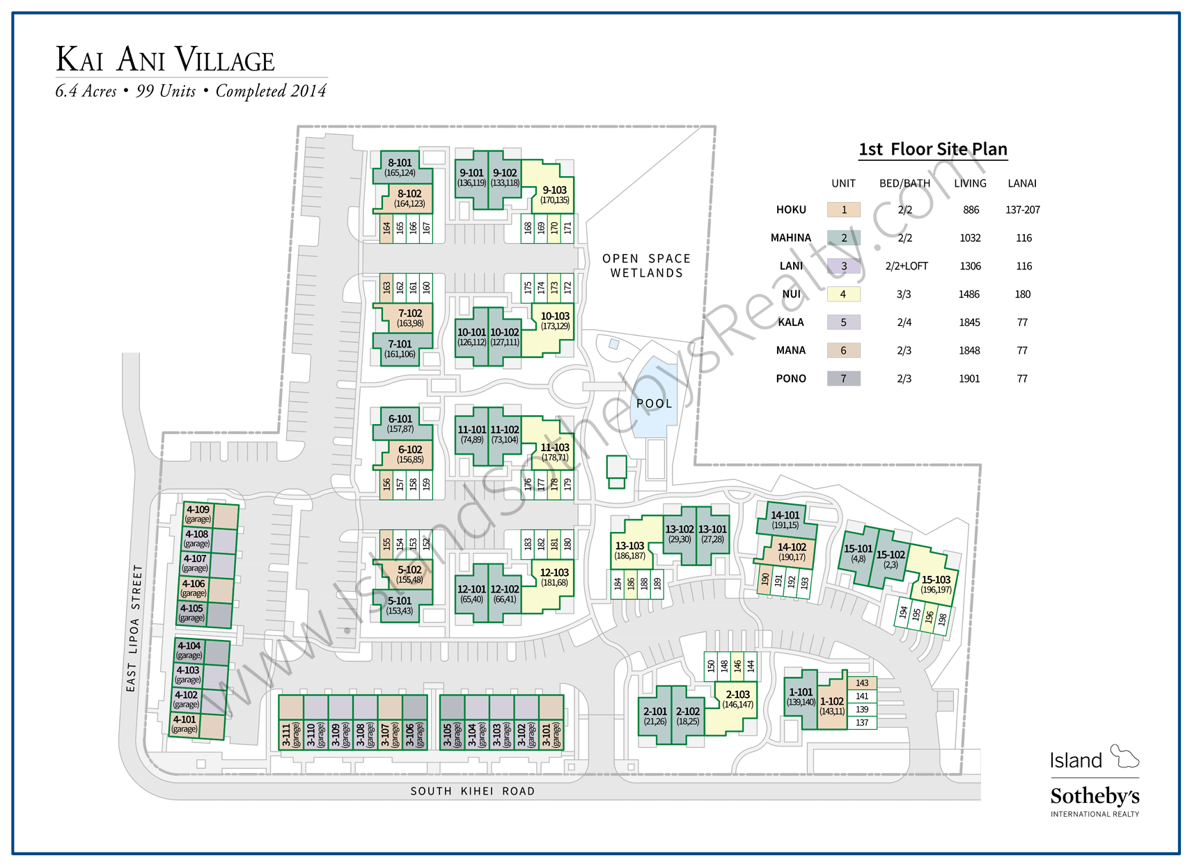 Map of Kai Ani Village 1st Floor Maui